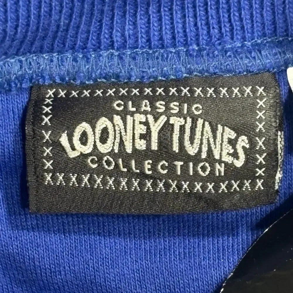 Vintage Looney Tunes Sweatshirt Boys XL 18/20 Blue Sylvester Tweety Graphic